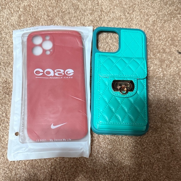 Other - NEW Quilted Teal Phone Case with Card Holder & Nike phone case